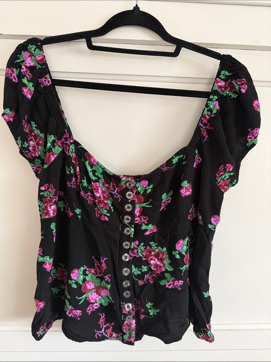 Free People Tops - Black Floral Free People Blouse
